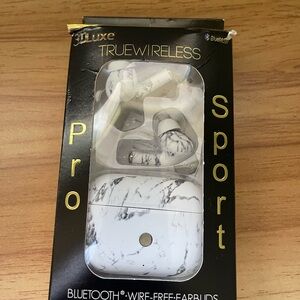 Luxe True Wireless Earbuds - Black and White Marble